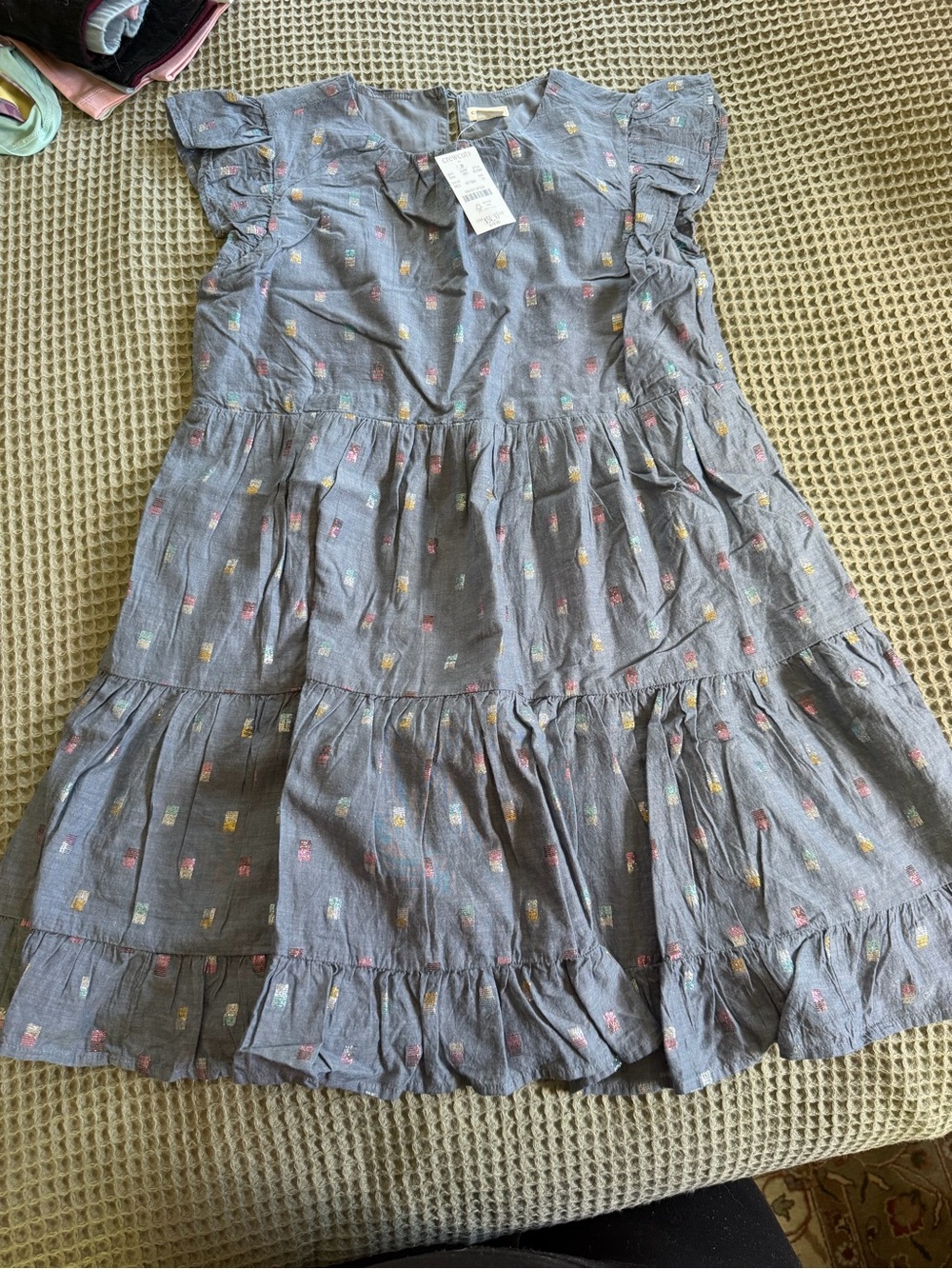 Crewcuts Denim Tiered Dress with Metallic Detail